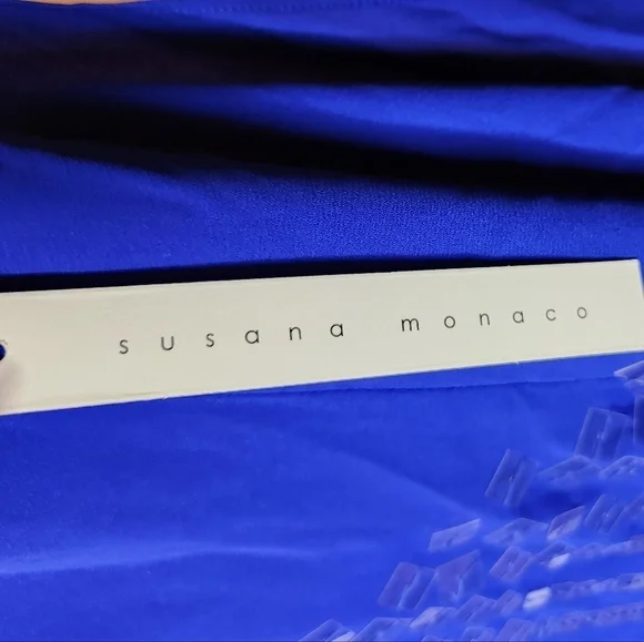 Revolve Susana Monaco NWT Cobalt Blue Mini Cocktail Slip Dress Sequins Sz Small - Picture 4 of 8